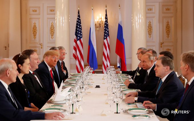 U.S. President Trump participates in an expanded bilateral meeting with Russia&rdquo;s President Putin in Helsinki