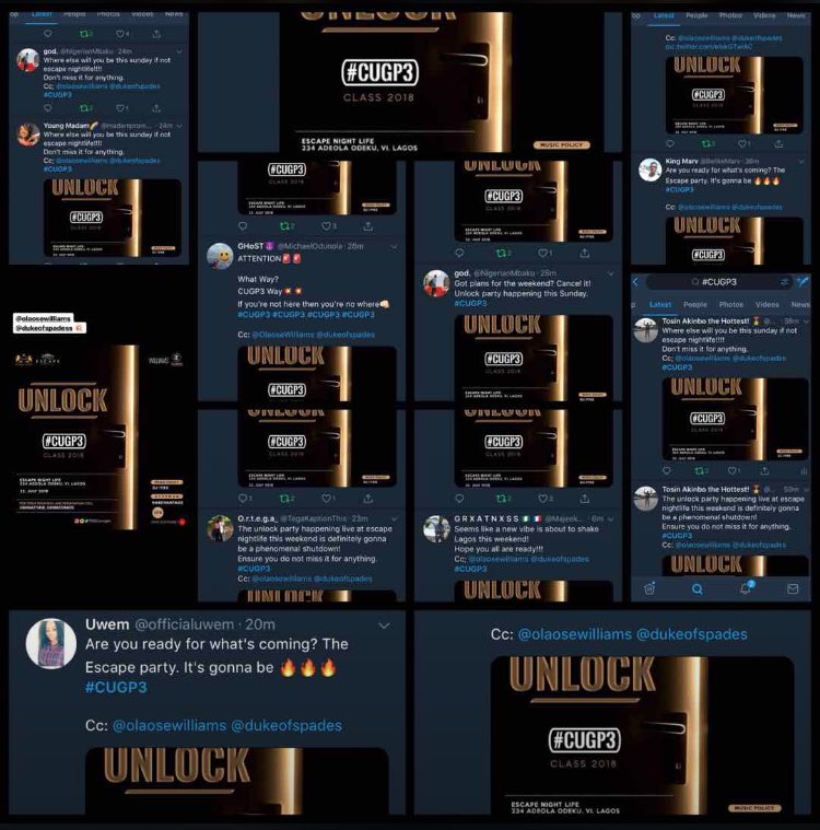 MichaelOdunola's tweet photo. What other evidence do you need, to know that #CUGP3 would be Fire 🔥 

Come let’s have fun, let’s party, let’s UNLOCK at EScape
#CUGP3 #CUGP3 #CUGP3 

Cc: @OlaoseWilliams @dukeofspades https://t.co/JKjSsiD7jC