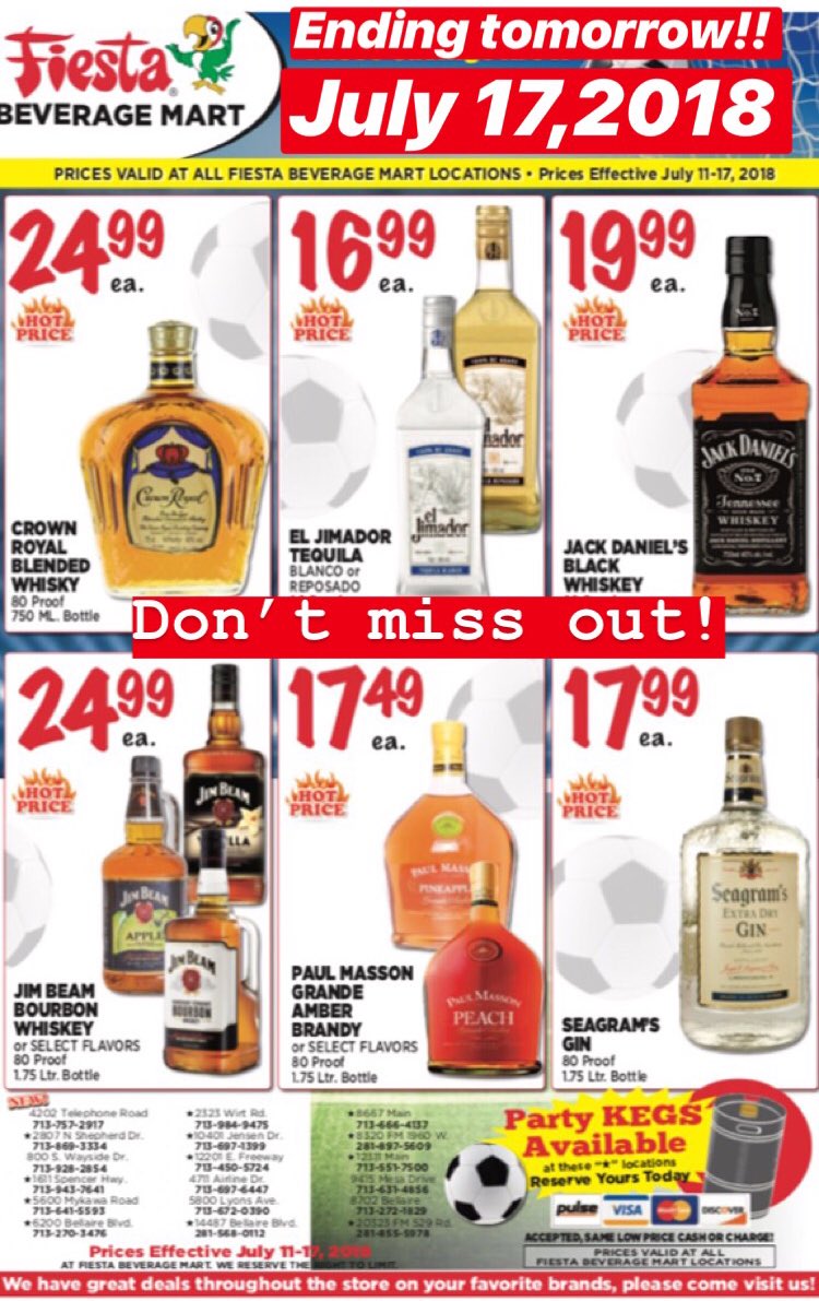 Fiesta Beverage Mart Liquors On Twitter Don T Miss Out Ends 7 17 18 Stop By Your Nearest Fiesta Liquor Store And Check Out These Great Deals Party Kegs Are Also Available Fiesta Houstondeals