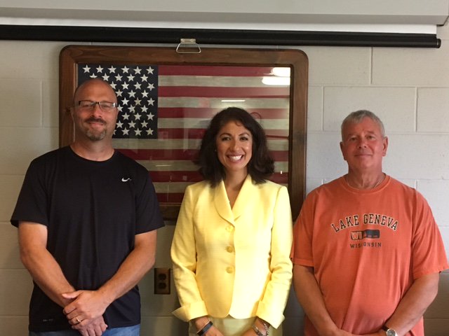 WI_DSPS's tweet photo. #WIDSPS Secretary Gutiérrez had a great visit with our delegated agent Shane and Councilman Kiefer from Tomah! #WIWorking https://t.co/LjKjA4x2C9