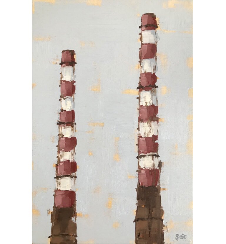 socallaghanart's tweet photo. The chimneys are back!! This original painting currently available, titled Standing Tall, €250 oil on canvas, 20x30cm, available to view at the @vernonartgroup Annual Show this week until 22nd July. #standingtall #thosechimneys https://t.co/mcSBBs7U0f