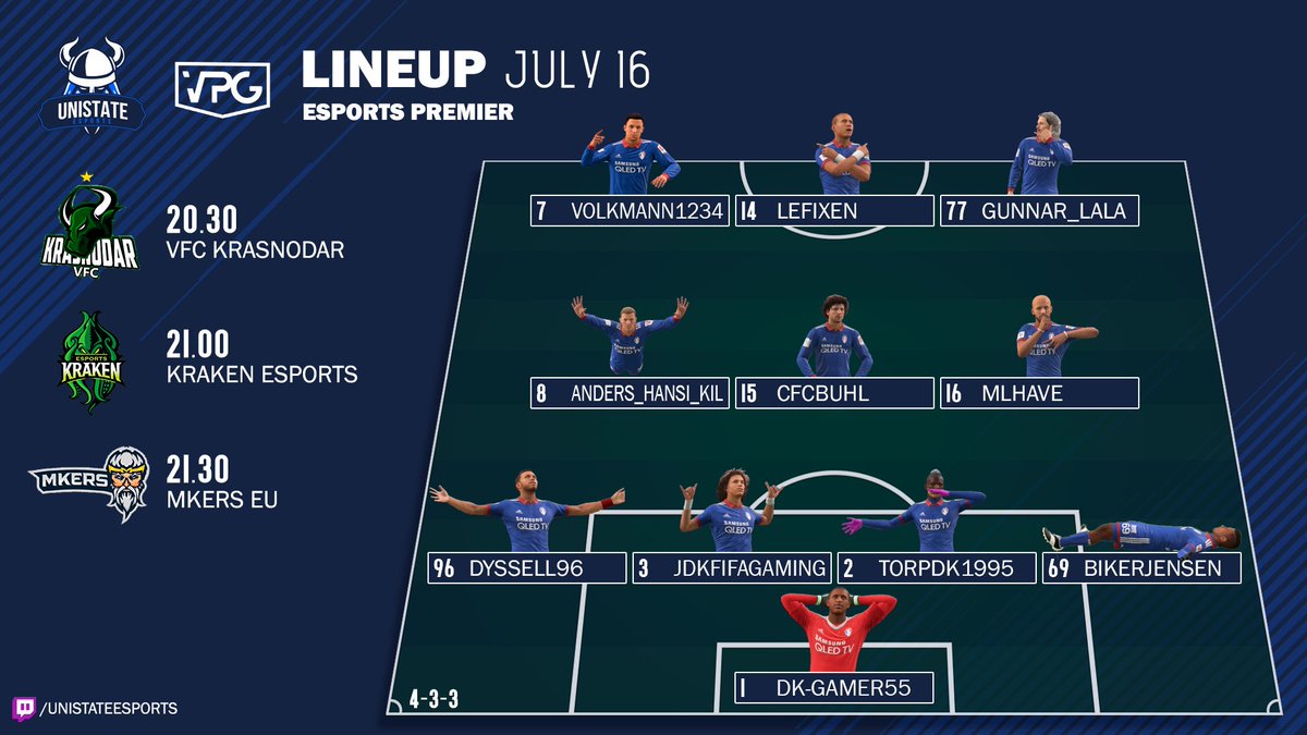 UnistateeSports's tweet photo. 📝Happy to announce our newest signing @CFCBuhl who will be playing as our DM tonight in our 3 @OfficialVPG eSports Premier games against VFC Krasnodar, @KRAKENESPORTSSS and @Mkers_ProClub  ⚽️

Watch us play live at https://t.co/DaAN5AtWLQ 📺 https://t.co/JXUnpdqNnP