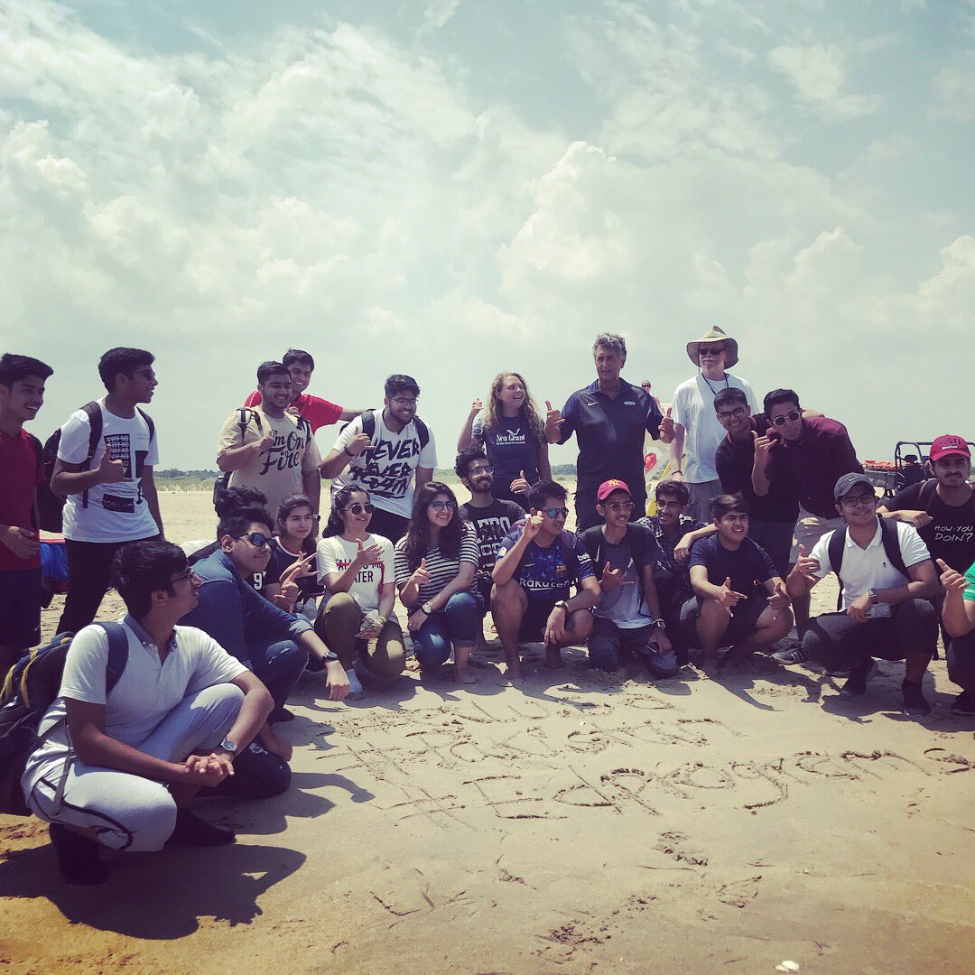 NJSeaGrant's tweet photo. Today, #NJSeaGrant and Prof John Tiedemann from @monmouthu hit the beach with a group of eager-to-learn high school students from @EdUSAPakistan! We hope they enjoy the rest of their time exploring universities along the #EastCoast / #SandyHookAdventures #edprograms https://t.co/IF8c2EI0vn