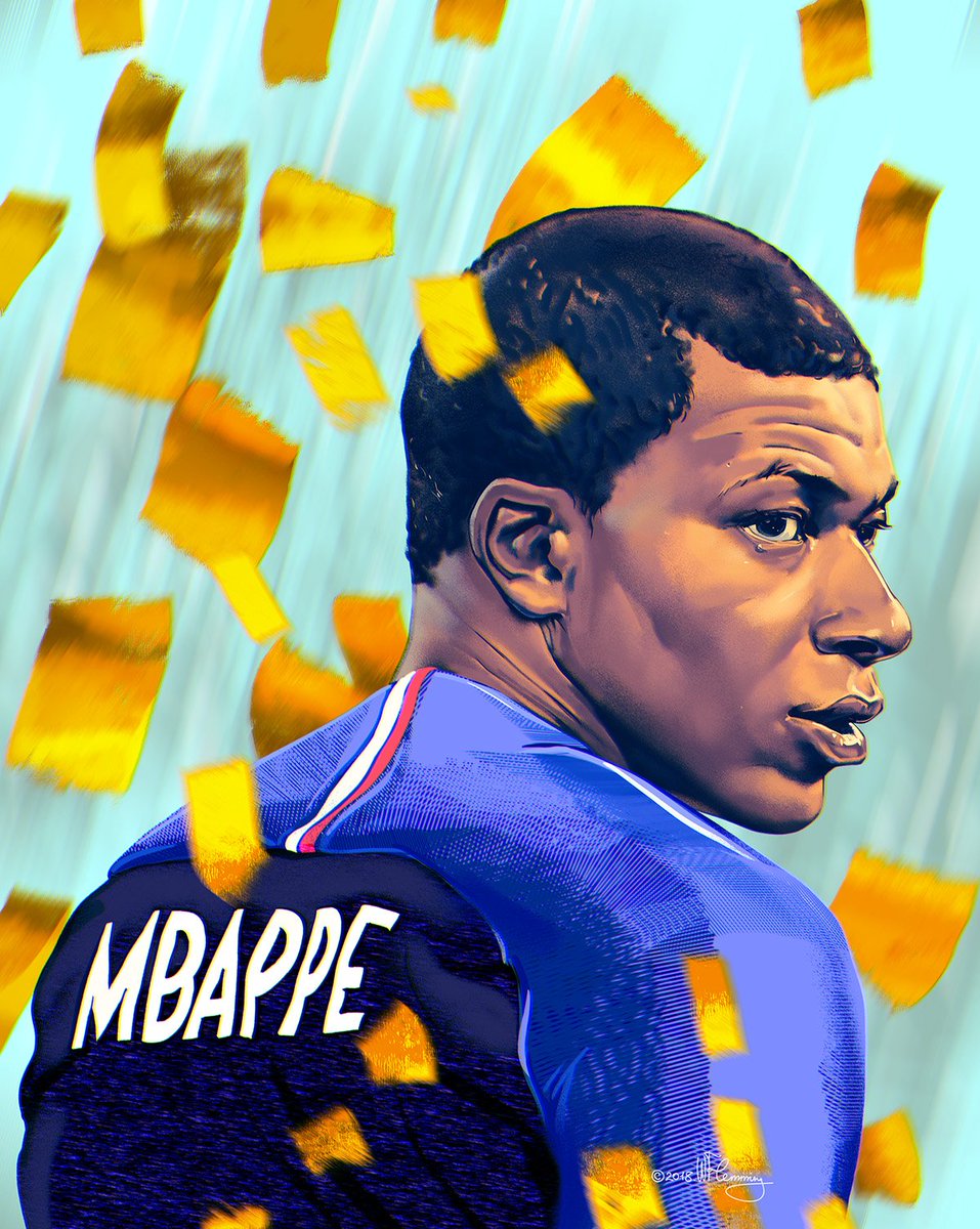 WFlemming_'s tweet photo. It has been an amazing #WorldCupFinal - congratulations to all the teams who took part - and, of course, to the winner! Enjoyed watching the final match - what a performance! Now can't wait till the next #WorldCup
 #WorldCup2018 #football #KylianMbappe #portrait #illustration https://t.co/1rD3v3TCCN