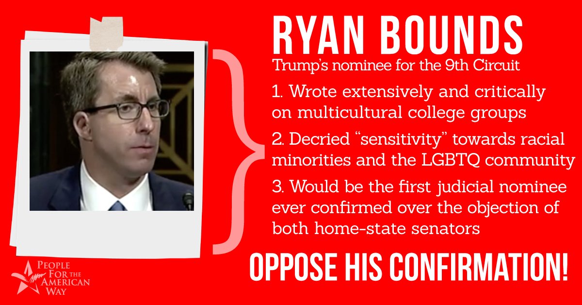 peoplefor's tweet photo. The Senate is scheduled to vote on two more Circuit Court nominees this week! As Trump tries to take over the Supreme Court, the subversion of our other courts continues. #StopOldham #StopBounds #ProtectOurCourts https://t.co/UDA7DDR99F