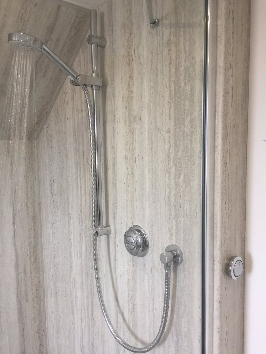 DavidBialan's tweet image. Attic wet room! angled walls and ceiling can make all the difference #bushboard #ids #nuance #kardean #farrowandball  #loft #bathroom