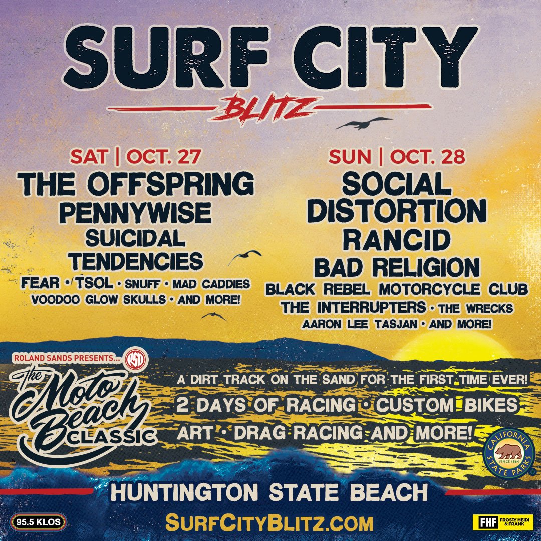 Can't wait to hang out on the beach with some of our SoCal punk friends and idols in Huntington Beach! Tickets for <a href="/SurfCityBlitz/">Surf City Blitz</a> go on sale this Friday 7/20 at 10am at surfcityblitz.com. #SurfCityBlitz