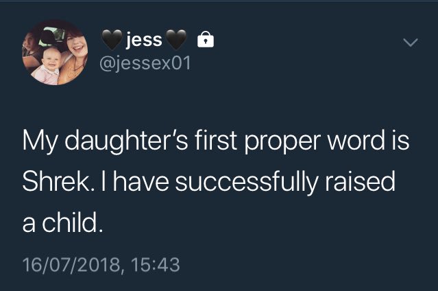 IsabellaBarrand's tweet photo. My niece’s first proper word is the name of our LORD AND SAVIOUR, SHREK! #goongurl https://t.co/7V6a6ZX7ww