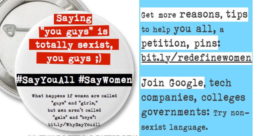 FunAndDraconian's tweet photo. You guys, it’s sexist to call women “guys/girls“ but men aren’t called “gals/boys“ 😉

Saying "guys" for all genders led influencers to say, “let’s hire a guy“ (illegal)

Share to change @Dictionarycom @MerriamWebster @OxfordWords @MacDictionary!

https://t.co/YK4kgIszXZ
#NotAGuy https://t.co/NU6b0SwoaE