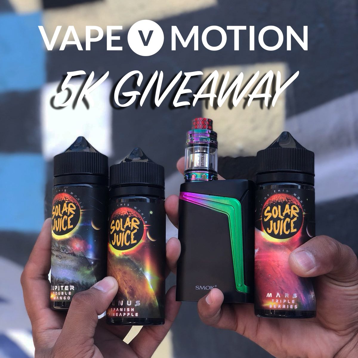 We've hit 5k on Instagram! To celebrate we've teamed up with  <a href="/SMOKTECHLOGY/">SMOK</a> and Solar Juice to offer you the chance to #win -1 x  Smoktech V-Fit Kit &amp; all three 100ml Solar Juice flavours! RT +  Follow us to enter!  *T’s &amp; C’s apply