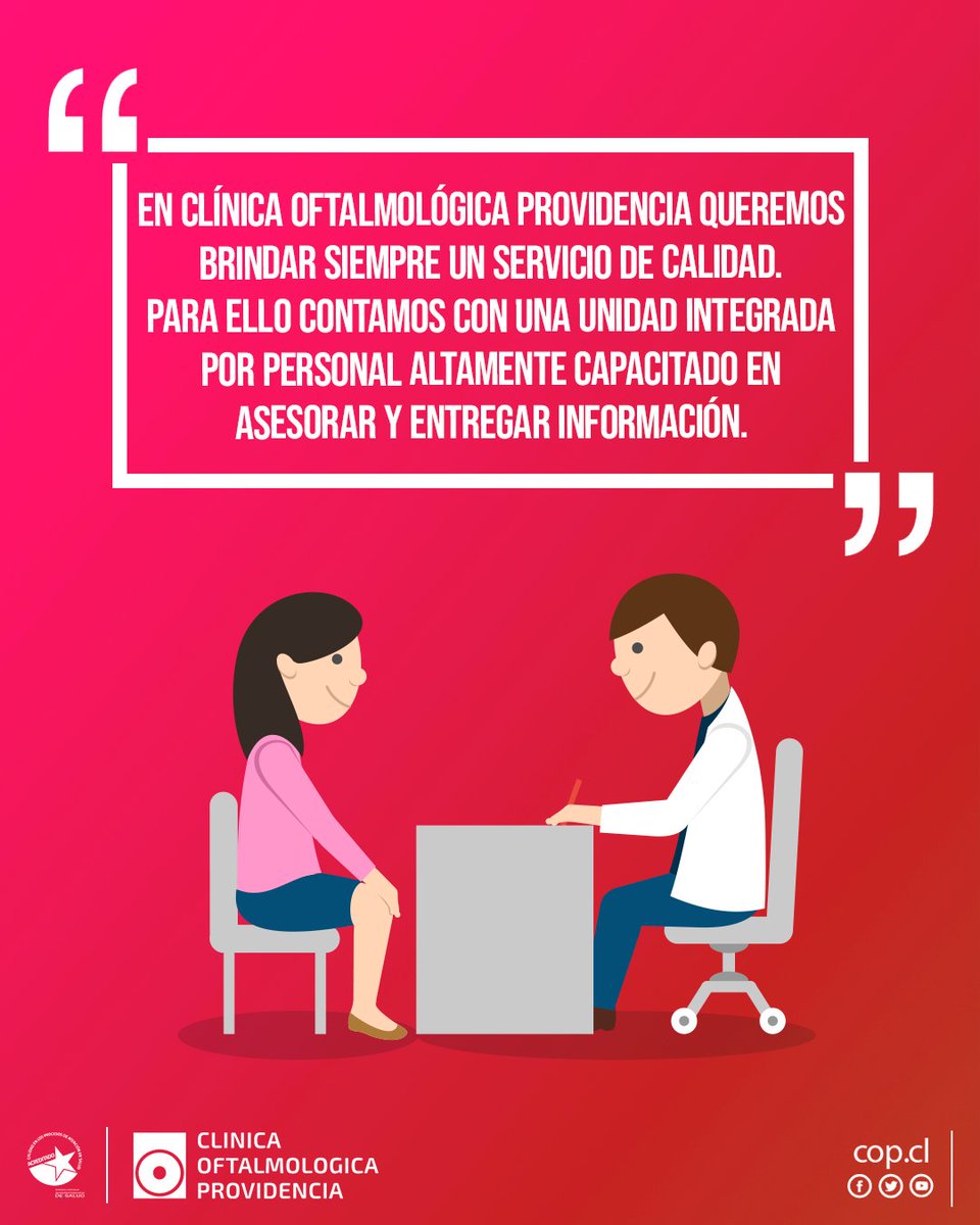 COPTwit's tweet photo. En Clínica Oftalmológica Providencia siempre te brindaremos el mejor servicio. 

📅 Para más información visítanos en https://t.co/QIvtGhsARI
📞¿Tienes dudas? Contáctanos al +56 2 259 95700

#Oftalmología #salud #CuidaTusOjos https://t.co/HKdYVkVmL1