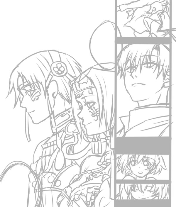 企画絵のために読み返しまくってたら時間がヤバい…とりあえず下書き～ 