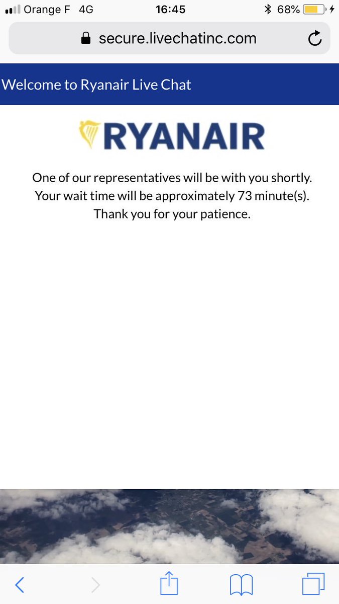 ciaranagg's tweet photo. Any chance of a response @Ryanair given your ‘Livechat’ has a waiting time of 73 minutes and your phone lines are busy so just disconnect! https://t.co/DbpbMnYflH