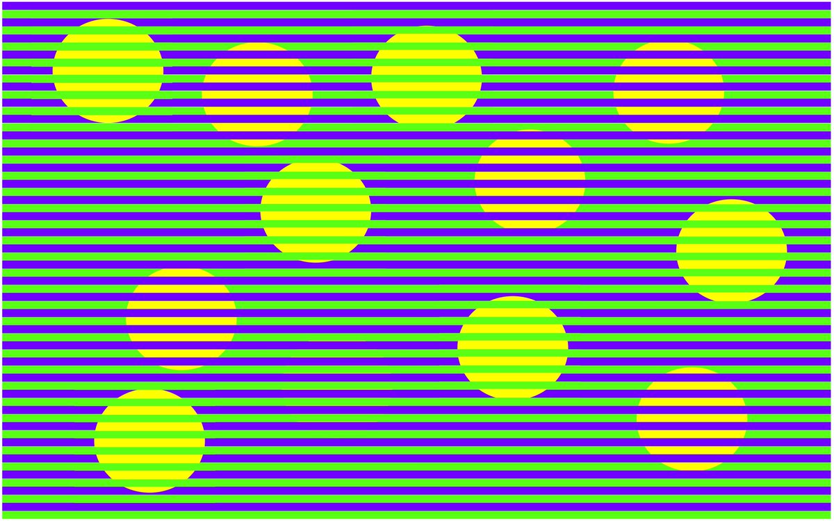 David Novick (@novickprof) on Twitter photo Another approach to dots in Munker Illusions (cc <a href="/AkiyoshiKitaoka/">Akiyoshi Kitaoka</a>): The dots appear to be salmon and lemon colors but are actually exactly the same color (RGB 253, 250, 41). Another approach to dots in Munker Illusions (cc <a href="/AkiyoshiKitaoka/">Akiyoshi Kitaoka</a>): The dots appear to be salmon and lemon colors but are actually exactly the same color (RGB 253, 250, 41).