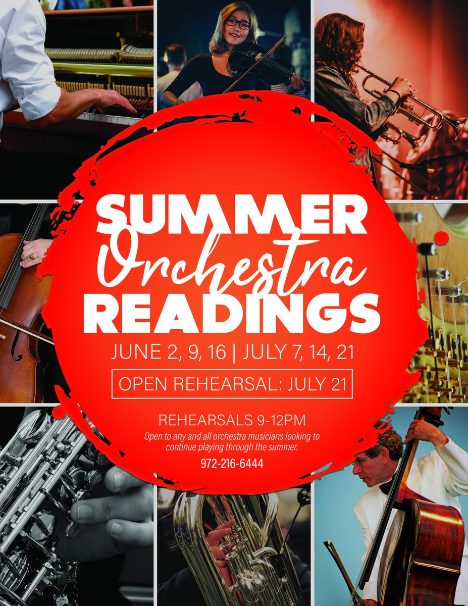 MesqArtsCenter's tweet photo. This Saturday is open rehearsal for the Summer Orchestra Readings where the public will be able to sit in on the last session of the readings. Doors open at 10 a.m. For more info. visit https://t.co/8SFW6DalGs #orchestra #performingarts #free #summer https://t.co/PBsvWsBgjE