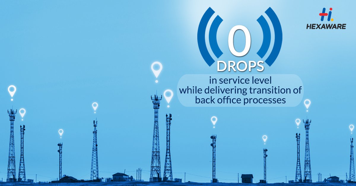 HexawareGlobal's tweet photo. Zero drops in #ServiceLevel from day 1 while transitioning #backoffice processes for a leading European #Telecom Company. Know more: https://t.co/EwMmZCZO5L
#transition #telecomprovider #telecom https://t.co/MUuaLepOsF
