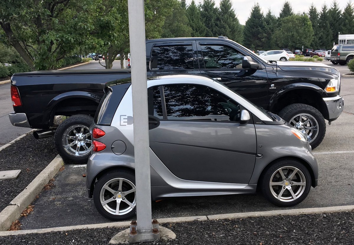 RevChrisHall's tweet photo. When the guy in the really big pickup tries to park close to the line thinking no one will park next to him. Nice try. https://t.co/63a6WeWS1b