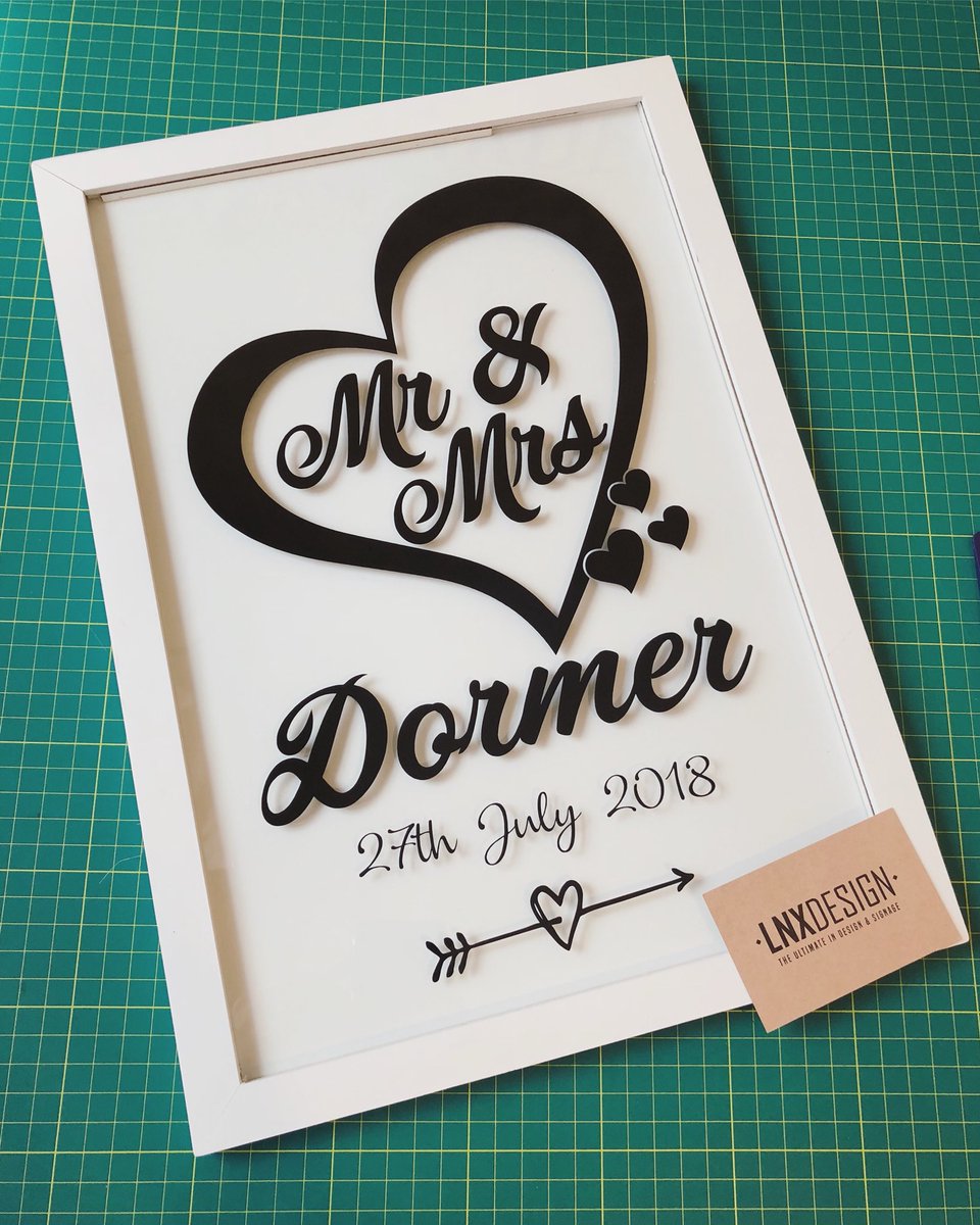 LNXDesign's tweet photo. Wedding Day “message” frame complete for the soon to be Mr &amp; Mrs Dormer 👌🏼💍 Contact us today for all your wedding signage requirements - from seating plans, to message frames and everything in between! #lnxdesign #wedding #mrandmrs #weddingday #special #love #signage #signs https://t.co/tt6waMjlBW