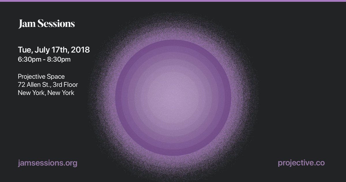 jamsessionsgo's tweet image. Come and join us tomorrow at @projectivenyc for our next Jam Sessions #meetup. Share what you’re working on with the group!

RSVP 👉 jam.sh/july2018