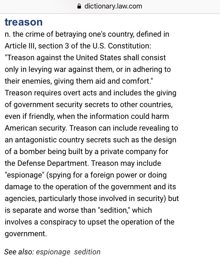 Screenshot of definition of treason from the link; can be read there