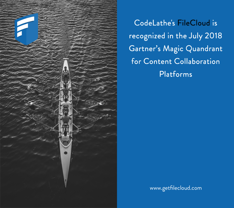 getfilecloud's tweet photo. CodeLathe FileCloud named in the Jul 2018 @Gartner_inc #MagicQuandrant for Content #Collaboration Platforms. https://t.co/DXPSH7NP01 #SaaS #CloudStorage #EFSS https://t.co/MarBc0Lfk8