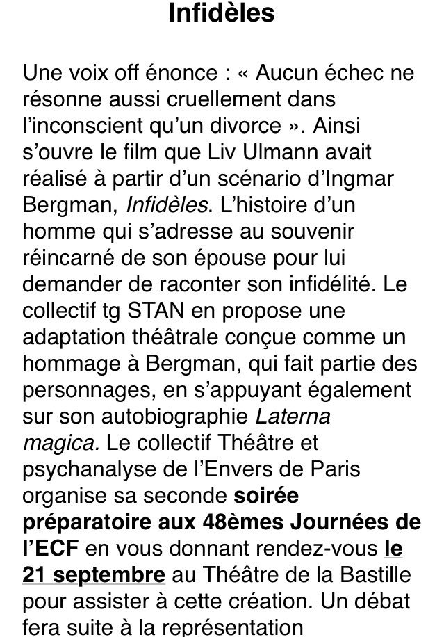 ECF_AMP's tweet photo. #J48 - GAI, GAI, MARIONS-NOUS A #PARIS - AVEC E. SOLANO-SUAREZ - 21 SEPTEMBRE #GaiMarionsNous @EnversDeParis @ThdelaBastille #Infideles #Bergman #tgSTAN #DeRoovers
#mariage #divorce https://t.co/2BHVNgt5lf