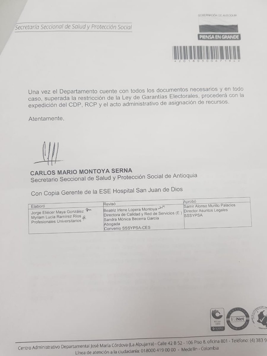 JohanAlcalde's tweet photo. Seguimos cumpliendo la tarea y nuestro deber de gestión. Agradecimientos a @SaludAntioquia y su secretario de Salud Doctor Carlos Mario Montoya por toda la voluntad de ayuda con @AlcaldiaCocorna https://t.co/0rzofzYTw1