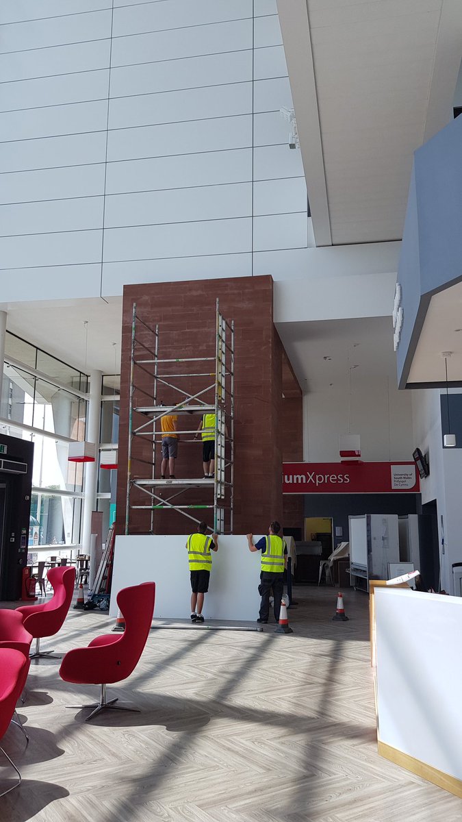 USWCreative's tweet photo. All in a day's (and a few more) work! We are now proudly displaying who we work with in front of every student, staff member and guest that walks into the #ATRiuM reception at #USWCardiff! Big thanks to everyone involved π https://t.co/P9RYR32Boa