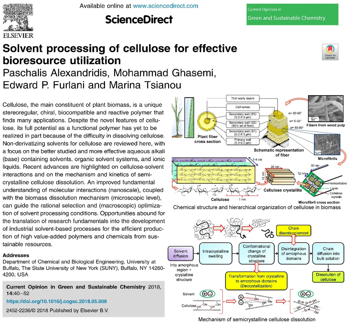 MohdGhasemi's tweet photo. A review by #UBuffalo's Paschalis Alexandridis and me on “Solvent processing of #cellulose for effective #bioresource utilization”. In Current Opinion in #Green and #Sustainable #Chemistry: https://t.co/ApqZ9wsese

#Biomass #Polymer #Renewable #Green #Research https://t.co/JpT1gOYF1S