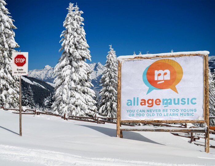 It seems we’re in some unusual places. Don’t forget to think of us the next time you’re on the slopes. #spreadingthelove #musicmatters #logotricks #needmusiclessons?