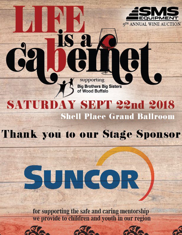 fmwineauction's tweet photo. Thank you @suncorenergy  for supporting safe and caring mentorship in #ymm by sponsoring the 9th annual SMS Equipment Wine Auction! #fmwineauction #wine #support #localkids https://t.co/dSR2VAGqBu