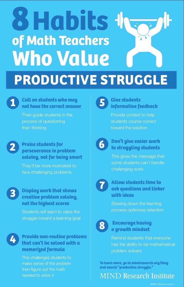 8 Habits of Teachers Who Value Productive Struggle 🤔🏋🏻‍♂️🏋🏾‍♀️💡 (by <a href="/MIND_Research/">MIND Research Institute</a>) #edchat #education #elearning #edtech #k12 #teaching