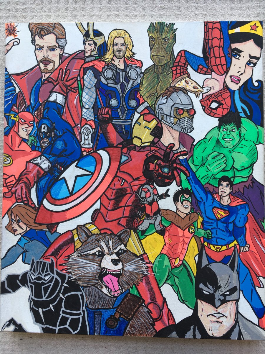 KerrtoonzHats's tweet photo. @Marvel @POSCA_Coloring @poscauk canvas piece using Posca pens. #posca #marvelcomics #marveluniverselive https://t.co/nEfl2dAn55