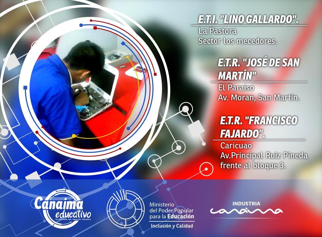 #16Jul <a href="/NicolasMaduro/">Nicolás Maduro</a> estudiantes de las Escuelas Técnicas, en el marco del "Sistema de Soporte Canaima" gracias al apoyo de @jauamiranda <a href="/ind_canaima/">INDUSTRIA CANAIMA C.A</a> y su presidente <a href="/luisdiazcanaima/">LuisDiazCanaima</a> realizan las reparaciones de Canaimitas en sus comunidades rumbo a la meta de 300 en un mes.