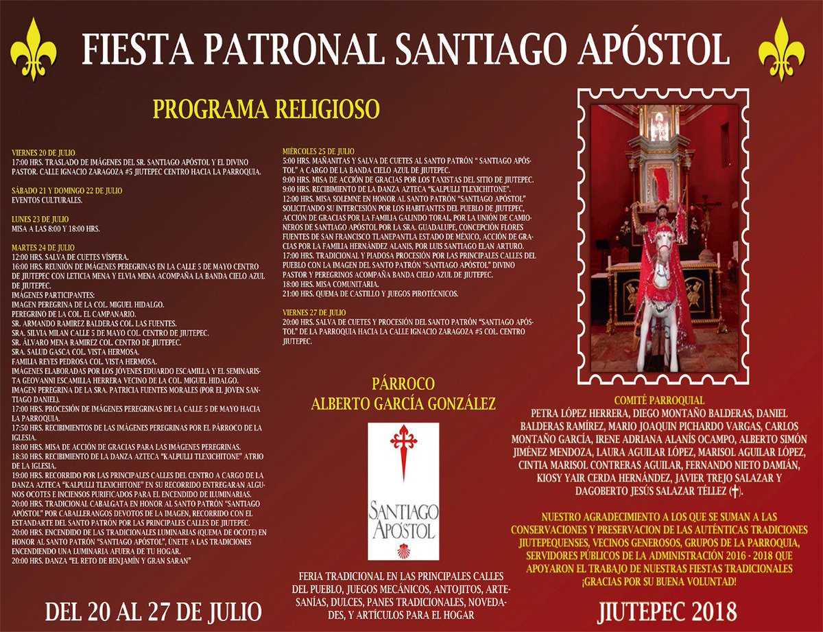 #Jiutepec es un pueblo de hermosas tradiciones y del 20 al 27 de julio tendremos la fiesta patronal Santiago Apóstol. 

Estamos listos para recibirlos con los brazos abiertos.
