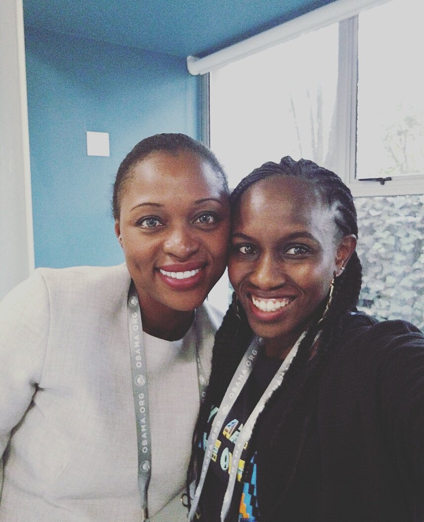 Juanitaeditor's tweet photo. Awesome meeting the lovely inspirational Pan-African @MKalinda in person during #ObamaLeaders cc @cafulezi thanks for the 1st connection Sir! More interconnectivity to come...#Spacetowatch https://t.co/kvAbnNEWUk