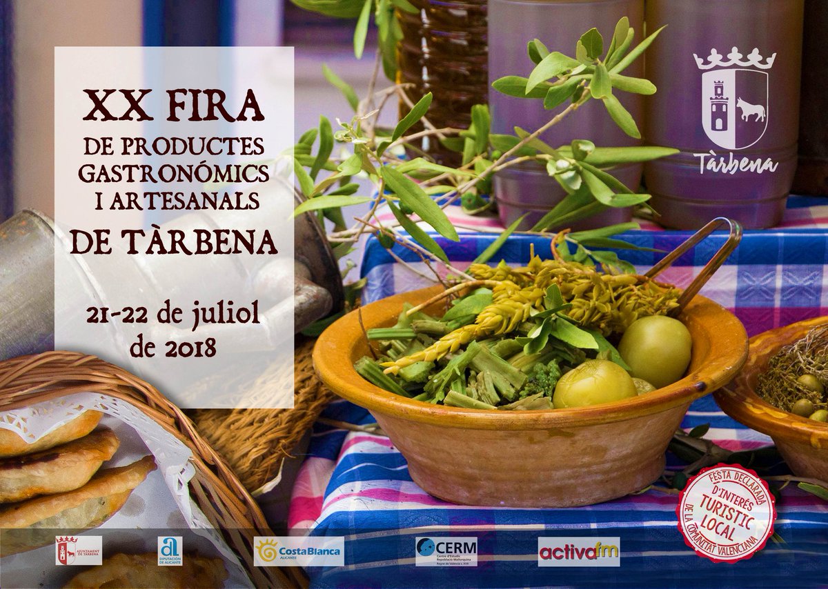 #Tàrbena celebra la XX Fira de Productes Gastronòmics i Artesanals aquest cap de setmana! 🍇🥘 ⚱️ 🎼 Música en directe, tallers d’artesania, danses tradicionals, o la <a href="/MuixeMarinaAlta/">Muixeranga Marina A.</a>  ! 
➕ INFORMACIÓ➡ bit.ly/TàrbenaFira2018