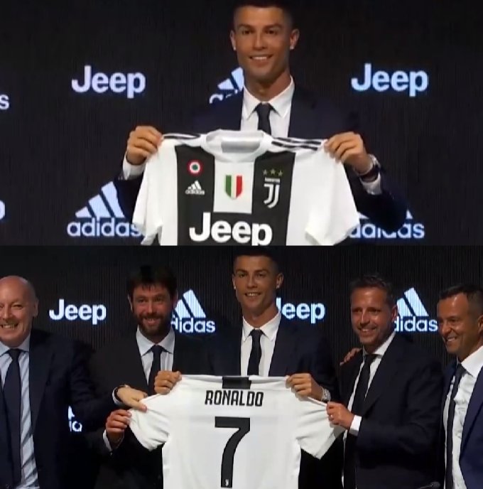 InvictosSomos's tweet photo. Cristiano Ronaldo, presentado OFICIALMENTE como nuevo jugador de la Juventus de Turín. El fichaje del siglo de la Vecchia Signora y del fútbol italiano. BOMBAZO. https://t.co/frIktndZSs