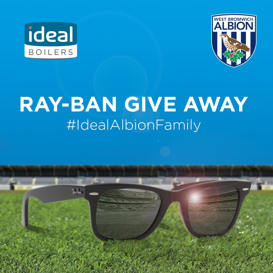 <a href="/WBA/">West Bromwich Albion</a> fans, keep your eyes on the ball this summer! We're giving away 10 pairs of brand new Ray-Ban sunglasses! 

Simply RT and follow us for your chance to win!

Winners announced Friday. Good luck!

#GetMoreWithIdeal #IdealAlbionFamily #WBA #RayBan