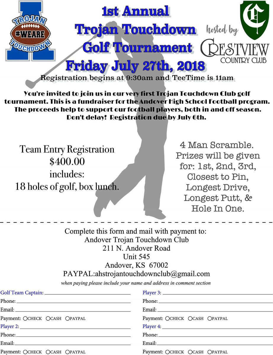 Andover_Trojan's tweet photo. Get signed up today for our first annual Trojan Golf Tournament! #WeAre https://t.co/UfjWucdVPT