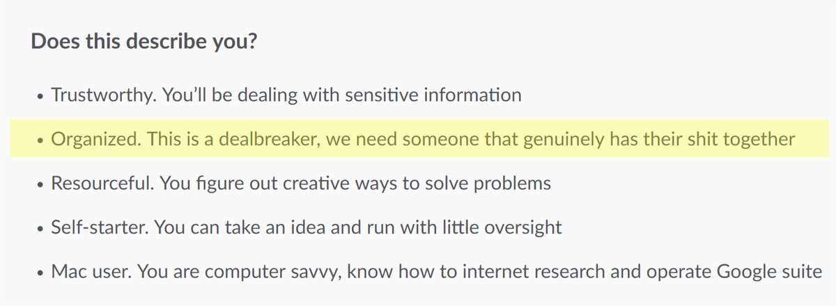 TeleworkFinders's tweet image. We're working on finding telecommuting job leads for a client right now, and we came across a job description, that was, well, how we say, very...descriptive? 😂
#wellthatsafirst

How do you feel about this job opening? Would you apply to it?