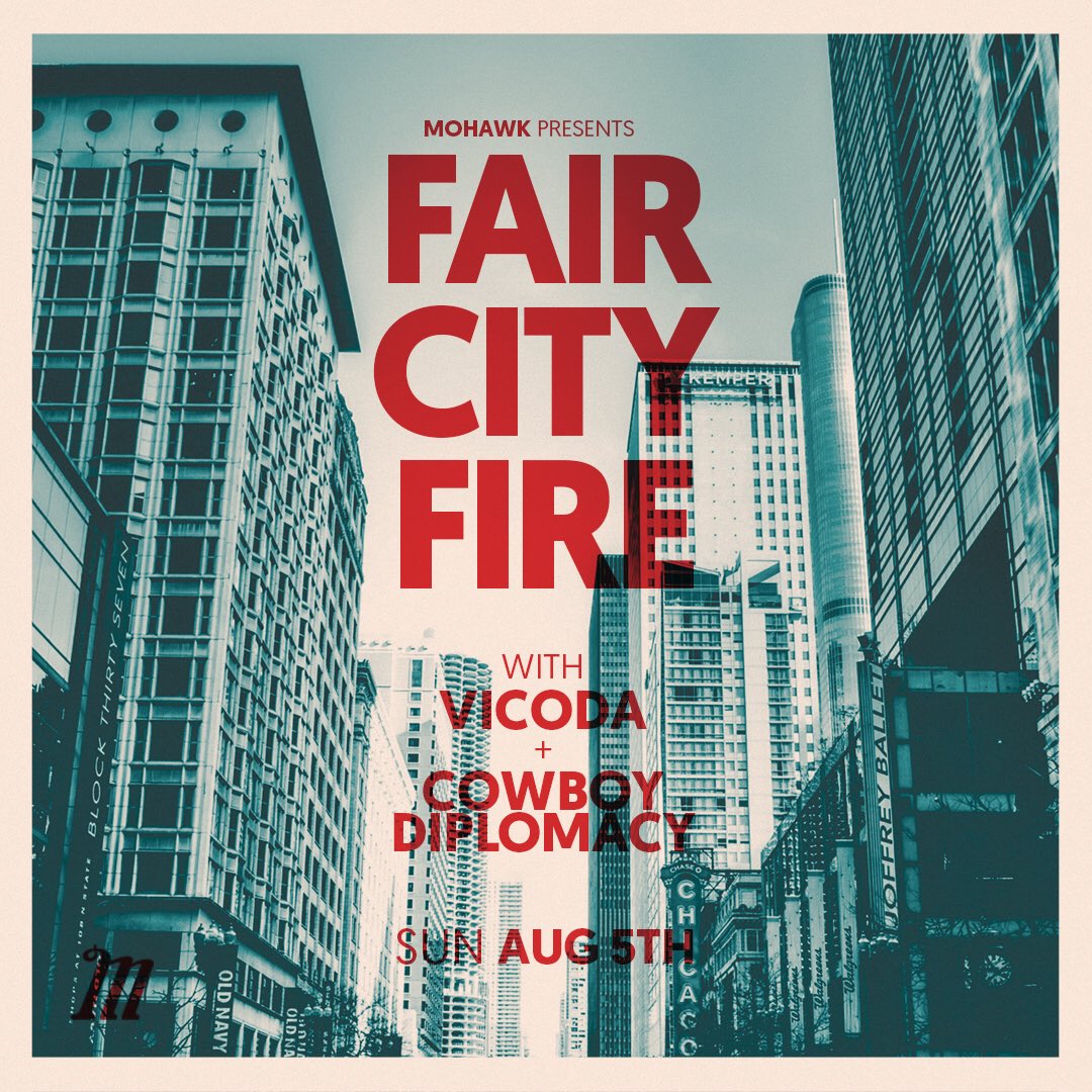 Just announced: <a href="/FairCityFire/">Fair City Fire</a> w/ <a href="/VICODAband/">VICODA</a>, Cowboy Diplomacy Sunday, August 5th! 
$10 at the door #MohawkAustin