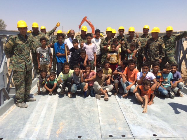CSOJTF_Central's tweet photo. @SOJTFOIR trained the 1st class of the #SDF Engineer Support Unit. For their final exercise, students built a bridge near Jurnia, #Syria. They can now build and maintain bridges on their own, facilitating travel for the community and promoting commerce. #AfterDeash @SDF_MOACC https://t.co/CF9mrH8dcx