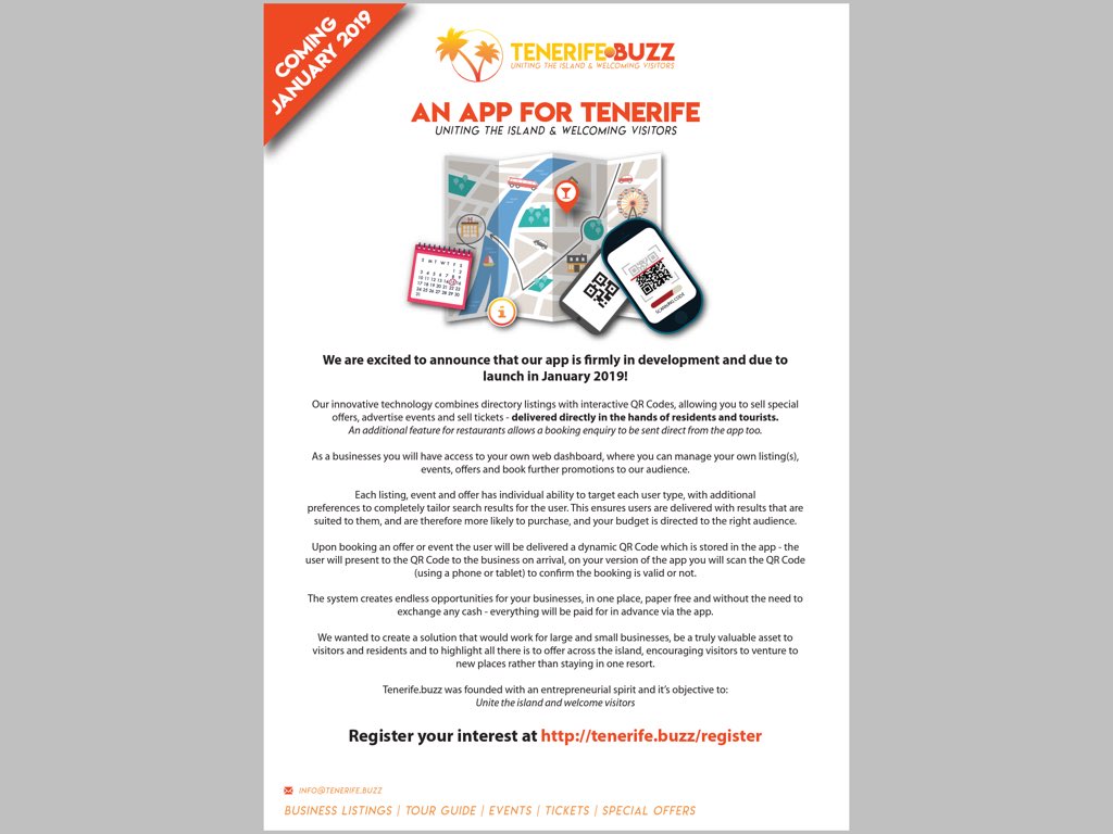 BuzzTenerife's tweet photo. RT @BuzzTenerife: All you need to know about Tenerife... In your pocket!!
Testing shortly...
Sign up now for info;
https://t.co/sEzW10JNyw 
#tenerife #tenerifebuzz #signup #comingsoon #onlinetouristapp https://t.co/JucorLor2t
