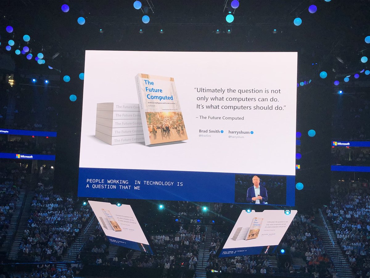 Warning from <a href="/BradSmi/">Brad Smith</a> about the ethics of AI at #microsoftinspire2018 <a href="/KainosSoftware/">Kainos</a>