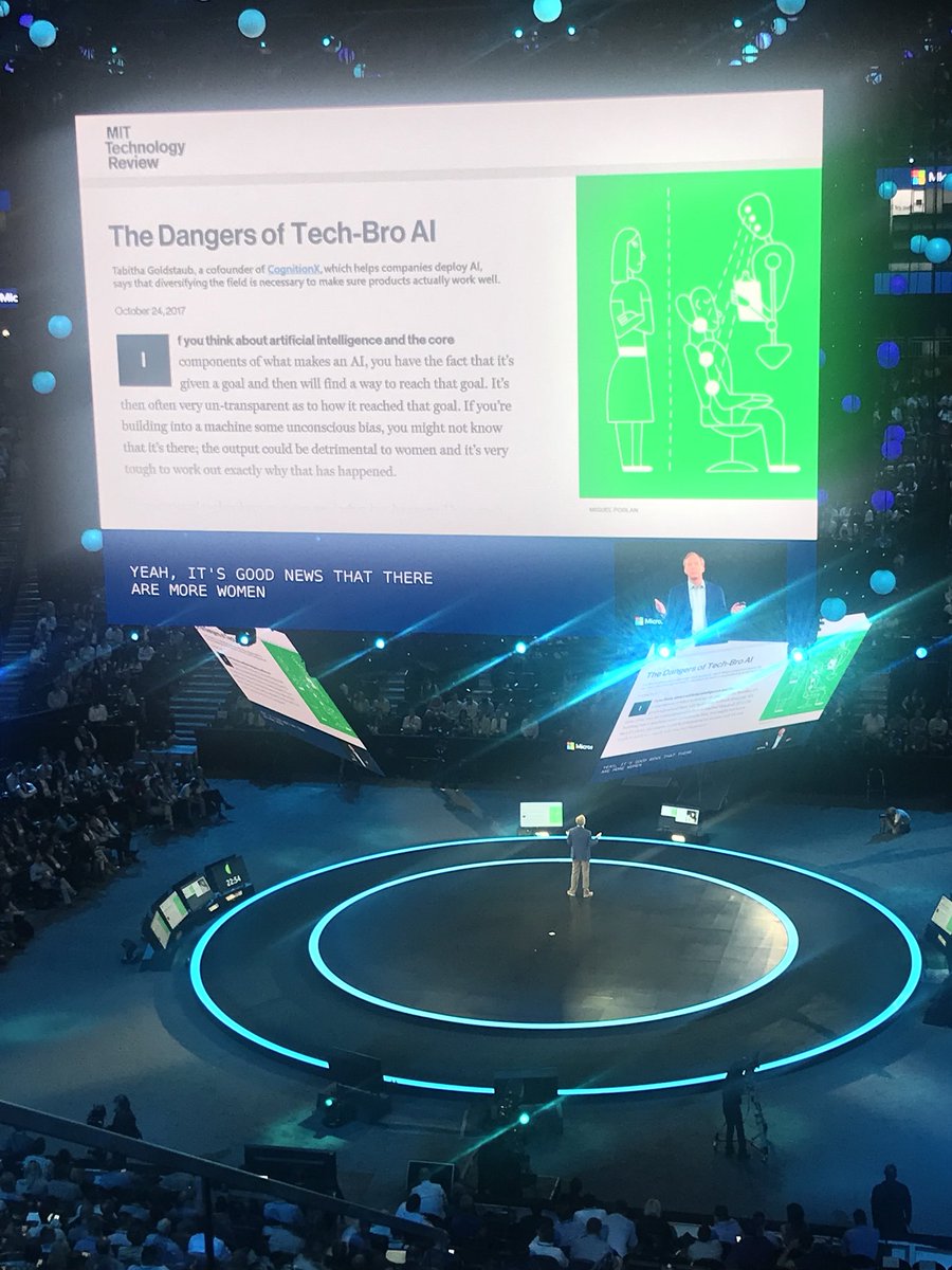 CandiceTArnold's tweet photo. Eradicating unconscious bias to make a #futurecomputed for all, best part of the @Microsoft #corenote #MSInspire 👍🏼@BradSmi https://t.co/WT0K7zHBVq
