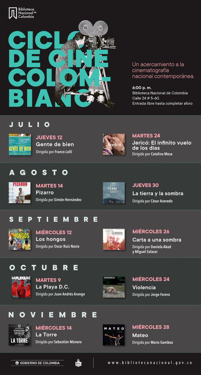 BibliotecaNalCo's tweet image. Disfruta lo mejor del #CineColombiano. Un acercamiento a la cinematografía nacional contemporánea. Funciones hasta el mes de noviembre. #Gratis -&amp;gt; bit.ly/CineBNC @mincultura @Elcinequesomos