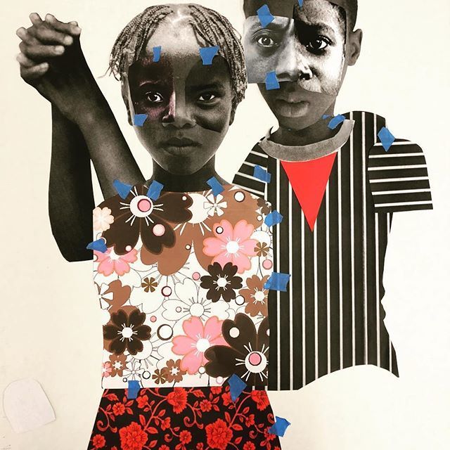 SupportBlackArt's tweet photo. Our destinies are bound #wip by Deborah Roberts @rdeborah191 ✊🏾
.
.
#supportblackart #deborahroberts #blackart #worksonpaper #drawing #painting #blackartist #mixedmedia #collagework #readyforarevolution #blackbeauty #collage #canvas #collageart #pap… https://t.co/oPlceT6SRo https://t.co/FKolzTDIha