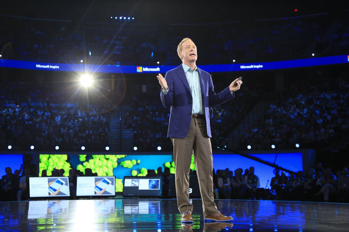 Brad Smith, president and chief legal officer, at Microsoft Inspire 2018