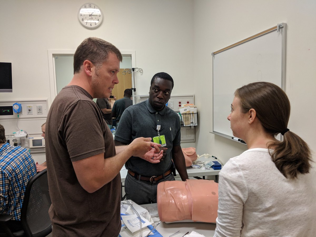 bsroth's tweet photo. Dr. Slone teaching chest tube insertion to @GHSEmergencyMed interns Ashlee and Selom! https://t.co/VLmIoFd668
